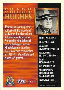 2007 Select AFL Supreme - Hall of Fame Series 3 #HF174 Frank ‘Checker’ Hughes Back